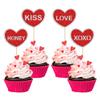 24Pcs Valentine's Day Cupcake Toppers Red Glitter Double Layers Sweet Love Valentine Heart Cupcake Food Picks Valentine's Day Theme Wedding Bridal Shower Birthday Party Cake Decorations Supplies view 1