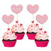 24Pcs Valentine's Day Heart Cupcake Toppers Pink Glitter Double Layers Sweet Love Valentine Cupcake Food Picks Valentine's Day Theme Wedding Bridal Shower Birthday Party Cake Decorations Supplies view 1