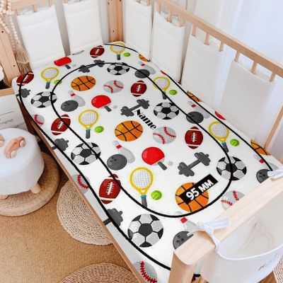 Custom Name for Baby Sheets, Personalized Sheets for Children - Ball, Football, Basketball, Volleyball, Suitable for Standard Cribs and Toddler Mattresses