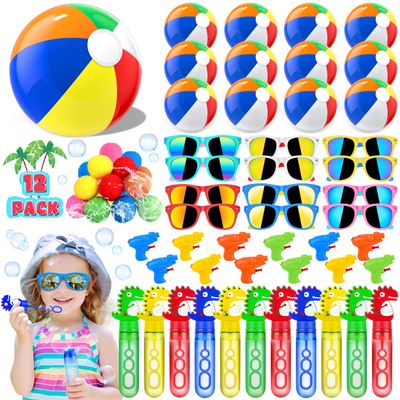 GIFTINBOX Mega Pool Party Beach Favors-60Pcs Bag Stuffers for Kids Bulk, Kids Sunglasses, Bubble Wands, Summer Toys for Party Supplies Birthday, Pool Beach Toys Ages 3 4 5 6 7 8