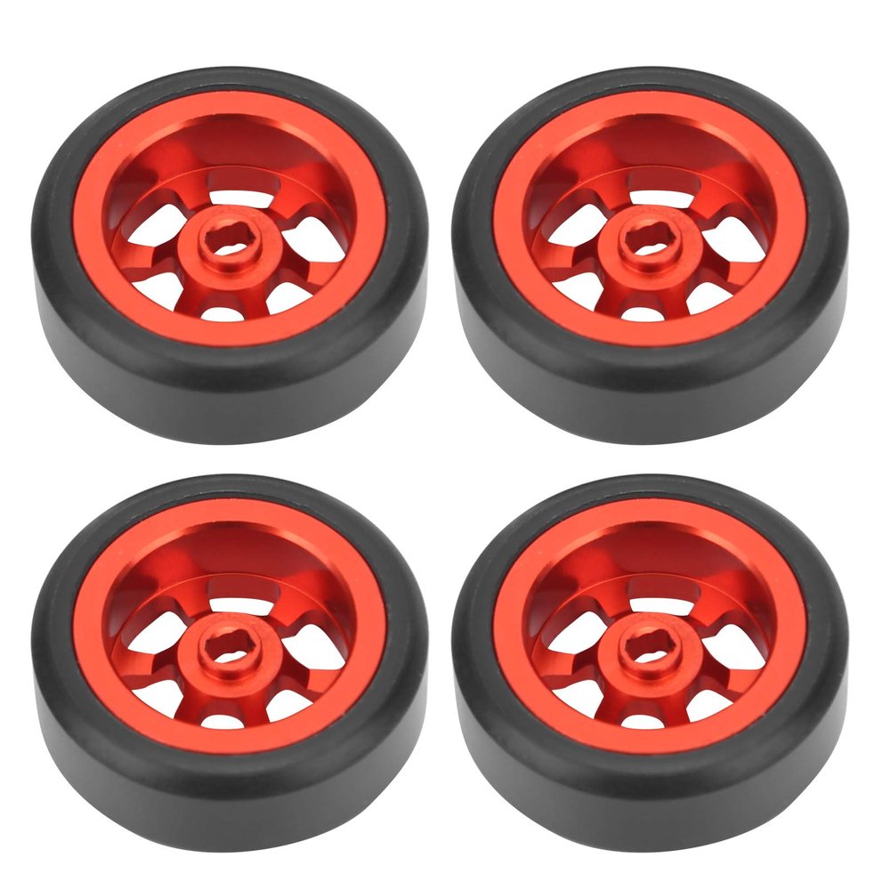 VBESTLIFE 4pcs RC Car Drift Wheels, Aluminum Alloy RC Front Rear Wheel Fit for K969 K989 P929 1/28 RC Car (red R)