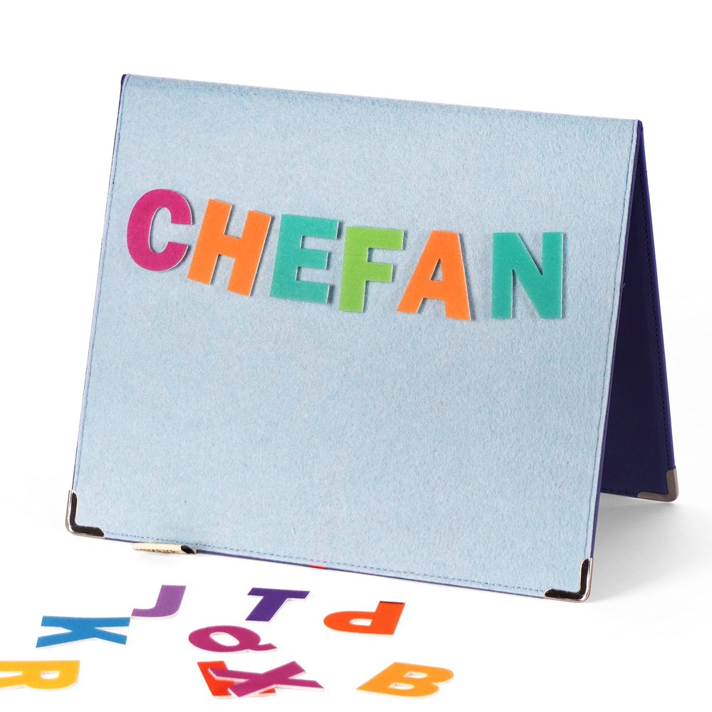 CHEFAN Foldable Felt Board for Toddlers 22 x 13, Freestanding Flannel Board for Kids, Preschool Classroom and Daycare Storytelling Display, Compatible with Felt Set, Blue