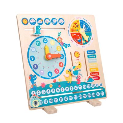 Colaxi Montessori Wooden Learning Calendar Early Learning Educational Toy Busy Board for Boy