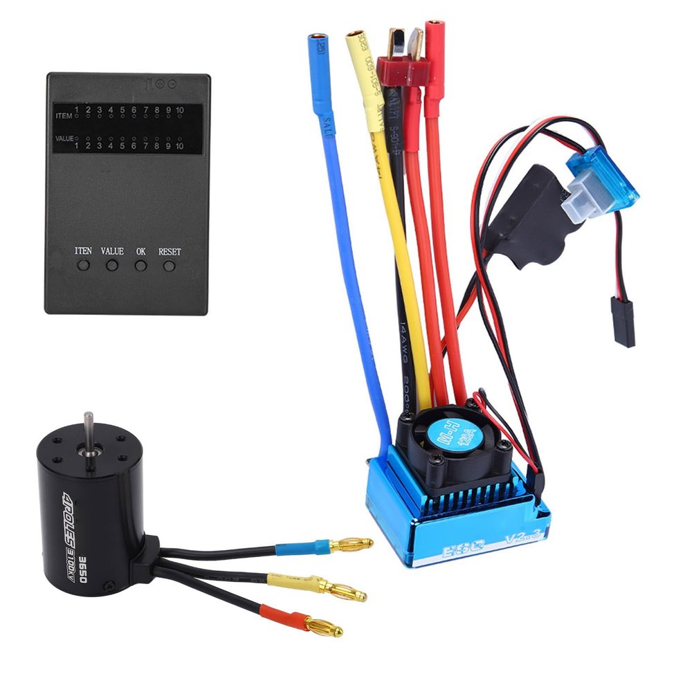 3650 3100KV Brushless Motor with 120A ESC Combo, High Speed Alloy Sensorless Motor and Electric Speed Controller Set for 1/10 RC Car Upgraded (120A)
