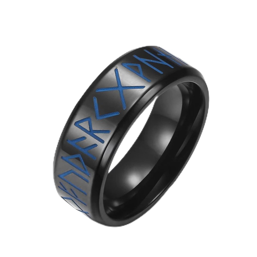 Glow in The Dark Luminous Spins Rings Nordic Viking Symbol Spinner Rings Stainless Steel Runes Aurora Spins Ring Amulet Celtic Rings Rotatable Fidget Anxiety Relieve Stress Worry Rings for Men Women