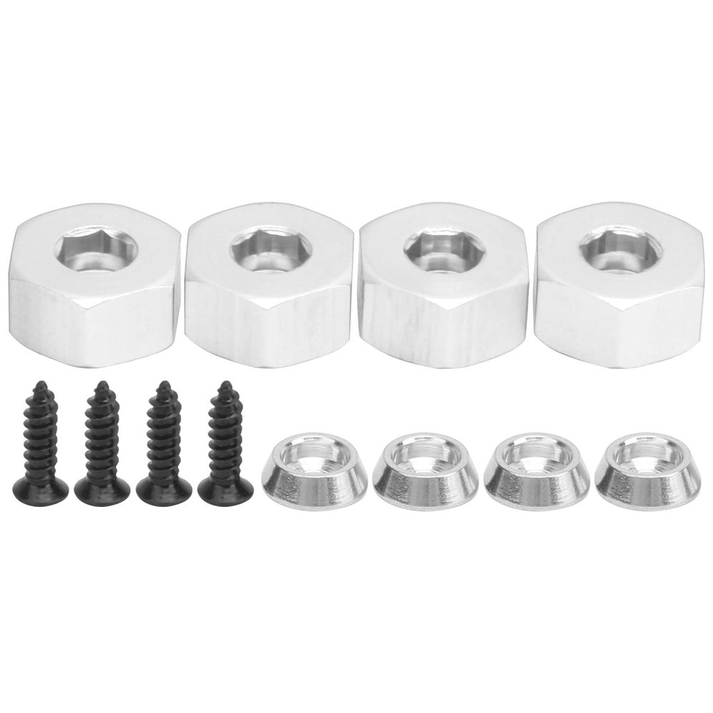 4pcs 5mm to 12mm Combiner Wheel Hub Hex Adapter Accessory for D12 1/10 RC Trucks (Silver S)