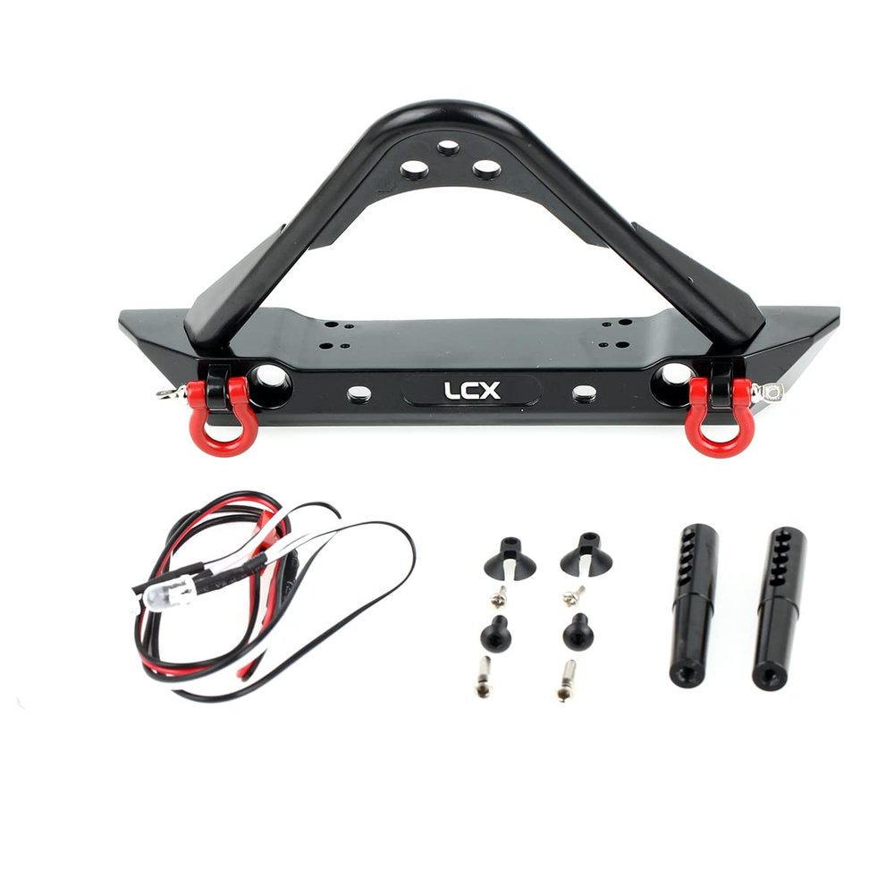 LCX Racing 1/10th RC Crawler Car Aluminum Front Bumper for TRX4 TRX6 Axial SCX10 II 90046 SCX10 D90 Redcat Gen7 Gen8, Upgrades Parts Accessories