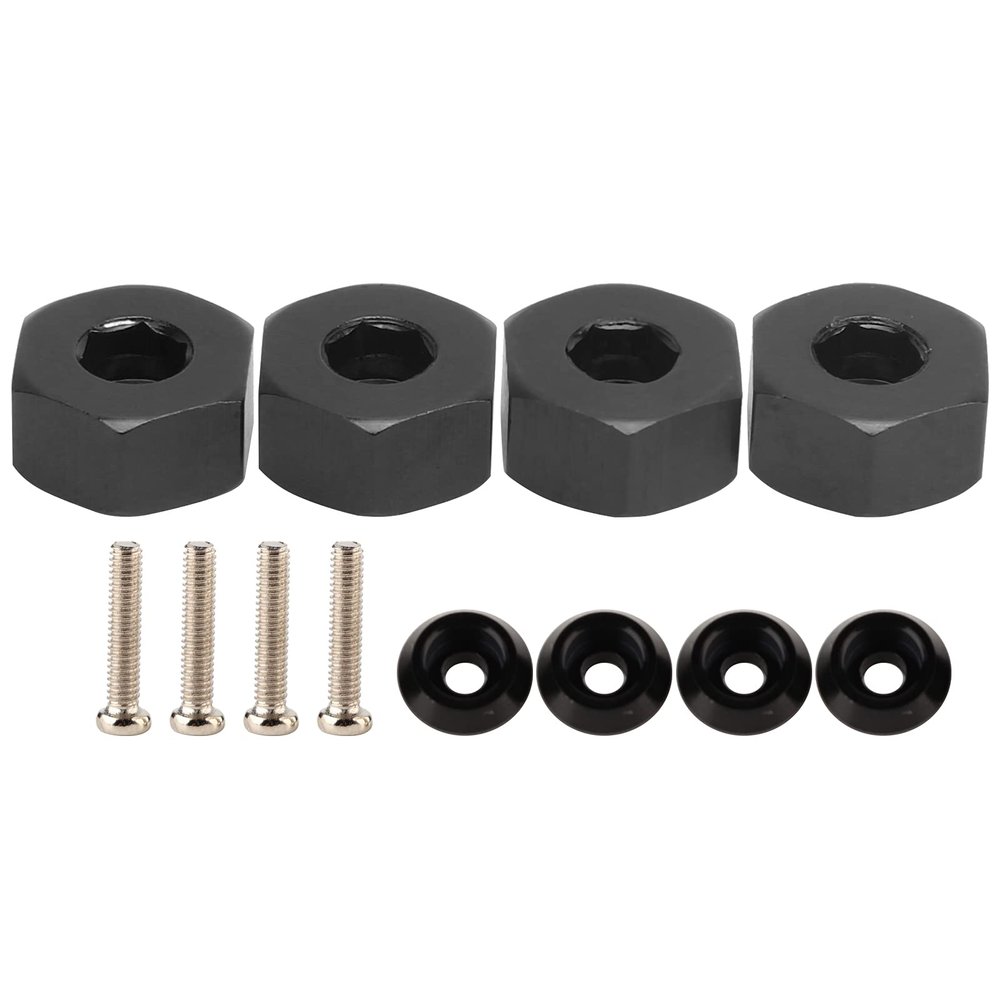 Keenso 4pcs 5mm to 12mm Combiner Wheel Hub Hex Adapter Accessory for WPL D12 1/10 RC Trucks (Black BL)