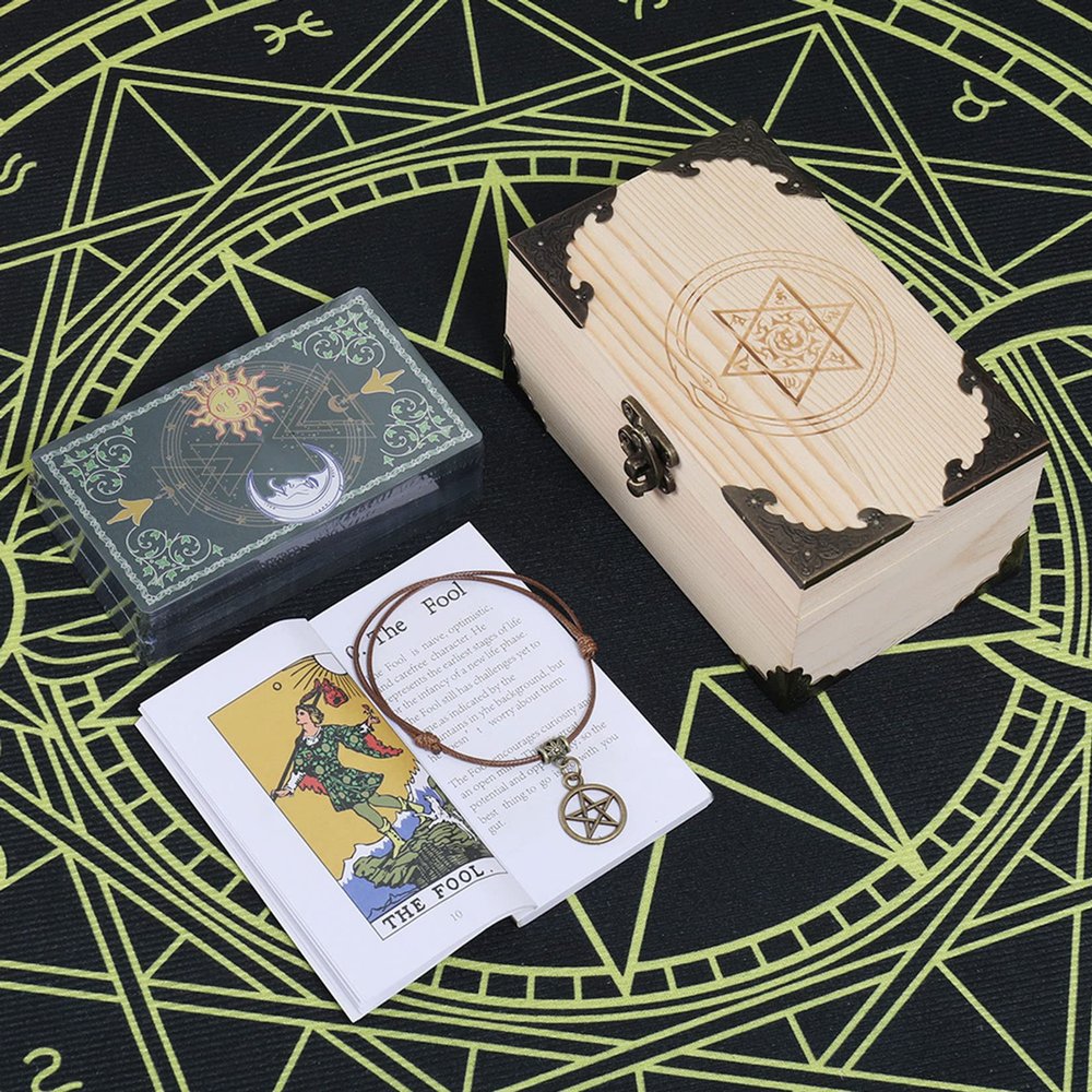 Jayiaine Tarot Cards for Beginners,Oracle Waterproof Cards Deck with Guidebook Prophecy, Fortune Teller Game Set for Family Reunion Expert Reader for Christmas Birthday, Green