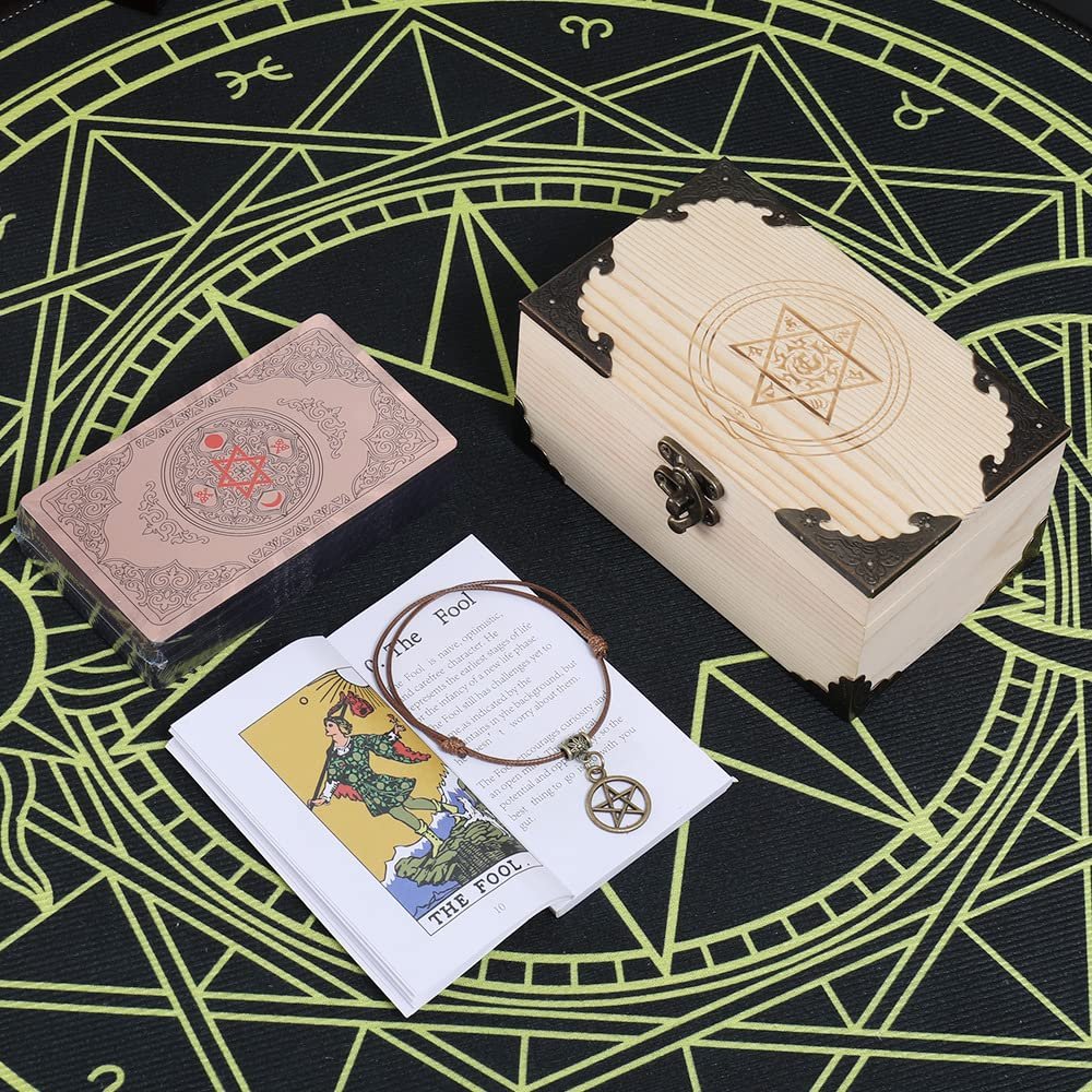 Jayiaine Tarot Cards for Beginners,Oracle Cards Deck with Guidebook Pink Waterproof Cards, Fortune Teller Game Set for Family Reunion Expert Reader for Christmas Birthday, Pink