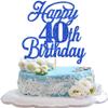 Rsstarxi 1 Pack Happy 40th Birthday Cake Topper Glitter 40 & Fabulous Cheers to 40 Years Old 40th Birthday Cake Pick for Celebrating 40th Birthday Anniversary Party Cake Decorations Supplies Deep Blue view 1