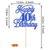 Rsstarxi 1 Pack Happy 40th Birthday Cake Topper Glitter 40 & Fabulous Cheers to 40 Years Old 40th Birthday Cake Pick for Celebrating 40th Birthday Anniversary Party Cake Decorations Supplies Deep Blue view 2