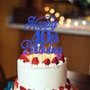 Rsstarxi 1 Pack Happy 40th Birthday Cake Topper Glitter 40 & Fabulous Cheers to 40 Years Old 40th Birthday Cake Pick for Celebrating 40th Birthday Anniversary Party Cake Decorations Supplies Deep Blue view 4