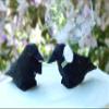 Raven Crow Black Birds Cake Topper Bride & Groom Wedding Engagement Anniversary Carved Wood Statue view 1