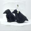 Raven Crow Black Birds Cake Topper Bride & Groom Wedding Engagement Anniversary Carved Wood Statue view 2