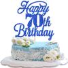 Rsstarxi 1 Pack Happy 70th Birthday Cake Topper Glitter 70 & Fabulous Cheers to 70 Years Old 70th Birthday Cake Pick for Celebrating 70th Birthday Anniversary Party Cake Decorations Supplies Deep Blue view 1
