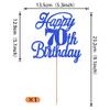 Rsstarxi 1 Pack Happy 70th Birthday Cake Topper Glitter 70 & Fabulous Cheers to 70 Years Old 70th Birthday Cake Pick for Celebrating 70th Birthday Anniversary Party Cake Decorations Supplies Deep Blue view 2