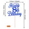 Rsstarxi 1 Pack Happy 8th Birthday Cake Topper Glitter 8 & Fabulous Cheers to 8 Years Old Birthday Cake Pick for Celebrating 8th Anniversary Party Cake Decorations Supplies Deep Blue view 2