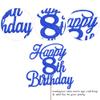 Rsstarxi 1 Pack Happy 8th Birthday Cake Topper Glitter 8 & Fabulous Cheers to 8 Years Old Birthday Cake Pick for Celebrating 8th Anniversary Party Cake Decorations Supplies Deep Blue view 3
