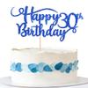 Rsstarxi 1 Pack Happy 30th Birthday Cake Topper Glitter Number 30 Thirty Years Old Birthday Cake Pick Decoration For 30th Birthday Celebrating Anniversary Party Supplies Deep Blue view 1