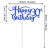 Rsstarxi 1 Pack Happy 30th Birthday Cake Topper Glitter Number 30 Thirty Years Old Birthday Cake Pick Decoration For 30th Birthday Celebrating Anniversary Party Supplies Deep Blue view 2