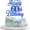 Rsstarxi 1 Pack Happy 60th Birthday Cake Topper Glitter 60 & Fabulous Cheers to 60 Years Old 60th Birthday Cake Pick for Celebrating 60th Birthday Anniversary Party Cake Decorations Supplies Deep Blue view 1