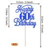Rsstarxi 1 Pack Happy 60th Birthday Cake Topper Glitter 60 & Fabulous Cheers to 60 Years Old 60th Birthday Cake Pick for Celebrating 60th Birthday Anniversary Party Cake Decorations Supplies Deep Blue view 2