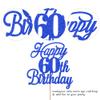 Rsstarxi 1 Pack Happy 60th Birthday Cake Topper Glitter 60 & Fabulous Cheers to 60 Years Old 60th Birthday Cake Pick for Celebrating 60th Birthday Anniversary Party Cake Decorations Supplies Deep Blue view 3