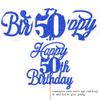 Rsstarxi 1 Pack Happy 50th Birthday Cake Topper Glitter 50 & Fabulous Cheers to 50 Years Old 50th Birthday Cake Pick for Celebrating 50th Birthday Anniversary Party Cake Decorations Supplies Deep Blue view 3