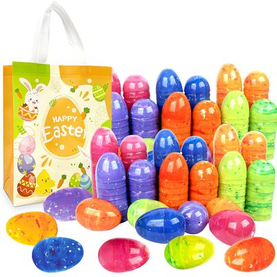 Aviski 72Pcs 3.15'' Painted Jumbo Large Iridescent Marble Easter Eggs for Kids Basket Bag Stuffers Fillers, Easter Hunt Game, Toys Filling Treats and Easter Theme Party Favor
