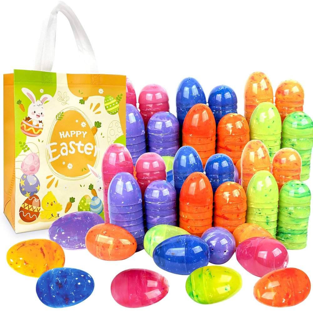 Aviski 72Pcs 3.15'' Painted Jumbo Large Iridescent Marble Easter Eggs for Kids Basket Bag Stuffers Fillers, Easter Hunt Game, Toys Filling Treats and Easter Theme Party Favor