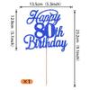 Rsstarxi 1 Pack Happy 80th Birthday Cake Topper Glitter 80 & Fabulous Cheers to 80 Years Old Birthday Cake Pick for Celebrating 80th Birthday Anniversary Party Cake Decorations Supplies Deep Blue view 2