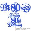 Rsstarxi 1 Pack Happy 80th Birthday Cake Topper Glitter 80 & Fabulous Cheers to 80 Years Old Birthday Cake Pick for Celebrating 80th Birthday Anniversary Party Cake Decorations Supplies Deep Blue view 3