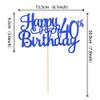 1 PCS Happy 40th Birthday Cake Topper Glitter Cheers to 40 Years Birthday Cake Pick 40 Fabulous Cake Decoration for Happy 40th Birthday Anniversary Party Decorations Supplies Blue view 2