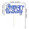 1 PCS Happy 30th Birthday Cake Topper Glitter Cheers to 30 Years Birthday Cake Pick 30 Fabulous Cake Decoration for Happy 30th Birthday Anniversary Party Decorations Supplies Blue view 2