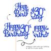 1 PCS Happy 30th Birthday Cake Topper Glitter Cheers to 30 Years Birthday Cake Pick 30 Fabulous Cake Decoration for Happy 30th Birthday Anniversary Party Decorations Supplies Blue view 3