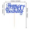 1 PCS Happy 60th Birthday Cake Topper Glitter Cheers to 60 Years Birthday Cake Pick 60 Fabulous Cake Decoration for Happy 60th Birthday Anniversary Party Decorations Supplies Blue view 2