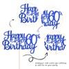 1 PCS Happy 60th Birthday Cake Topper Glitter Cheers to 60 Years Birthday Cake Pick 60 Fabulous Cake Decoration for Happy 60th Birthday Anniversary Party Decorations Supplies Blue view 3