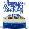 1 PCS Happy 16th Birthday Cake Topper Glitter Cheers to 16 Years Birthday Cake Pick Sweet 16 Fabulous Cake Decoration for Happy 16th Birthday Theme Party Decorations Supplies Blue view 1