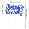 1 PCS Happy 16th Birthday Cake Topper Glitter Cheers to 16 Years Birthday Cake Pick Sweet 16 Fabulous Cake Decoration for Happy 16th Birthday Theme Party Decorations Supplies Blue view 2
