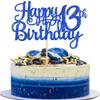 1 PCS Happy 13th Birthday Cake Topper Glitter Cheers to 13 Years Birthday Cake Pick Official Teenager 13 Fabulous Cake Decoration for Happy 13th Birthday Theme Party Decorations Supplies Blue view 1