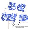 1 PCS Happy 13th Birthday Cake Topper Glitter Cheers to 13 Years Birthday Cake Pick Official Teenager 13 Fabulous Cake Decoration for Happy 13th Birthday Theme Party Decorations Supplies Blue view 3