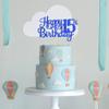 1 PCS Happy 15th Birthday Cake Topper Glitter Cheers to 15 Years Birthday Cake Pick Mis Quince 15 Fabulous Cake Decoration for Happy 15th Birthday Theme Party Decorations Supplies Blue view 4
