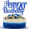 1 PCS Happy 20th Birthday Cake Topper Glitter Cheers to 20 Years Birthday Cake Pick Twenty 20 Fabulous Cake Decoration for Happy 20th Birthday Theme Party Decorations Supplies Blue view 1