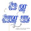 1 PCS Happy 20th Birthday Cake Topper Glitter Cheers to 20 Years Birthday Cake Pick Twenty 20 Fabulous Cake Decoration for Happy 20th Birthday Theme Party Decorations Supplies Blue view 3