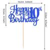 1 PCS Happy 10th Birthday Cake Topper Glitter Cheers to 10 Years Birthday Cake Pick 10 Fabulous Double Digits Cake Decoration for Happy 10th Birthday Theme Party Decorations Supplies Blue view 2