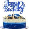 1 PCS Happy 12th Birthday Cake Topper Glitter Cheers to 12 Years Birthday Cake Pick 12 Fabulous Cake Decoration for Happy 13th Birthday Theme Party Decorations Supplies Blue view 1