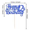 1 PCS Happy 12th Birthday Cake Topper Glitter Cheers to 12 Years Birthday Cake Pick 12 Fabulous Cake Decoration for Happy 13th Birthday Theme Party Decorations Supplies Blue view 2