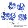 1 PCS Happy 12th Birthday Cake Topper Glitter Cheers to 12 Years Birthday Cake Pick 12 Fabulous Cake Decoration for Happy 13th Birthday Theme Party Decorations Supplies Blue view 3