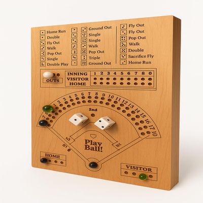 Baseball Dice Board Game with Dice Marbles - Board Games for Family Game Night
